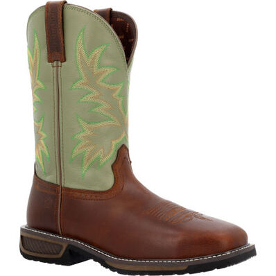 DURANGO DDB0427 MEN'S WORKHORSE SPANISH CHESTNUT CACTUS STEEL-TOE WESTERN WORK BOOT