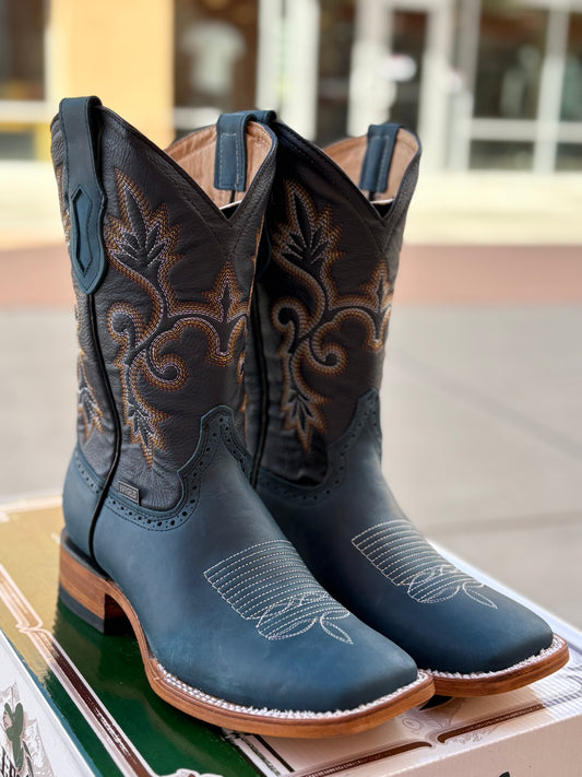 Blue Leather Boot