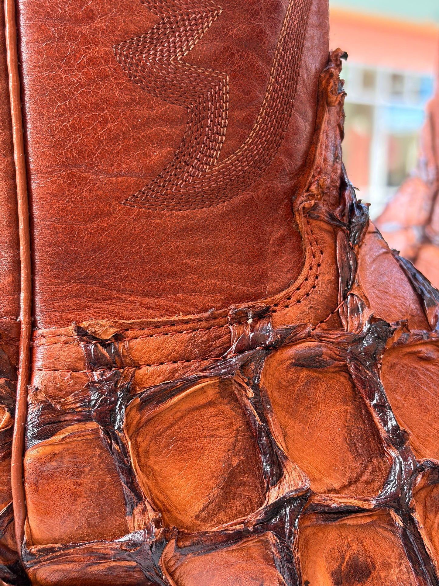 Handcrafted Pirarucu Fish Skin Leather Boots - Cognac