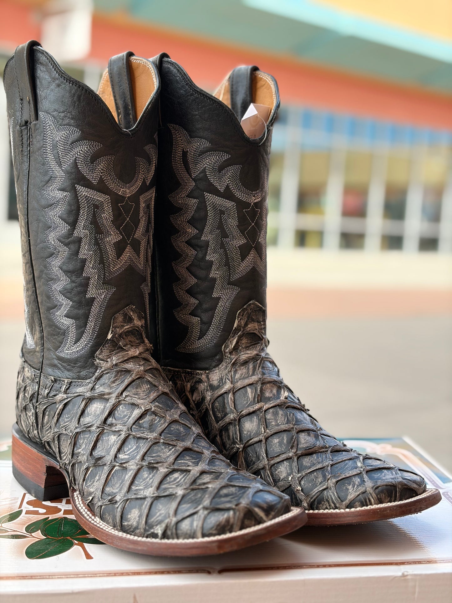 Handcrafted Pirarucu Fish Skin Leather Boots - Grey