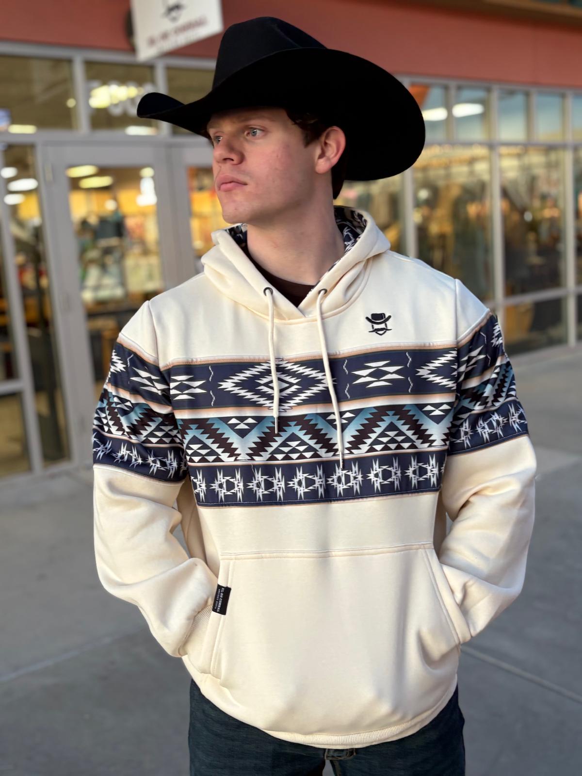 El OK Corral White Aztec Pullover Hoodie