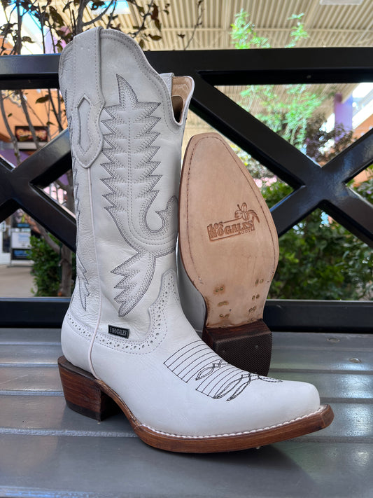Women's White Leather Boot (J toe)