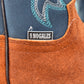 Women's Camel Brown Suede Blue Leather Boot (Square toe)