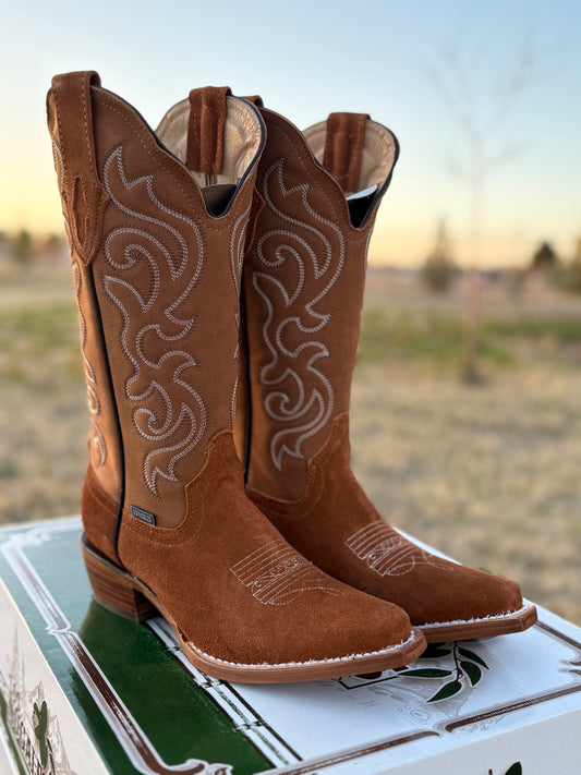 Women's Camel Brown Suede Boot (J toe)