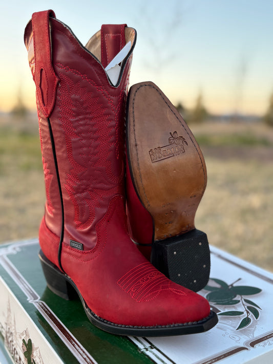 Women's Red Leather Boot (J toe)