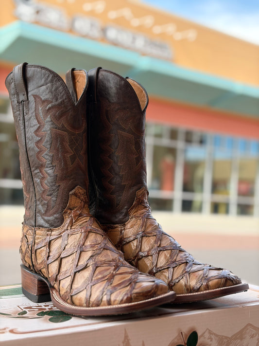 Handcrafted Pirarucu Fish Skin Leather Boots - Mocha