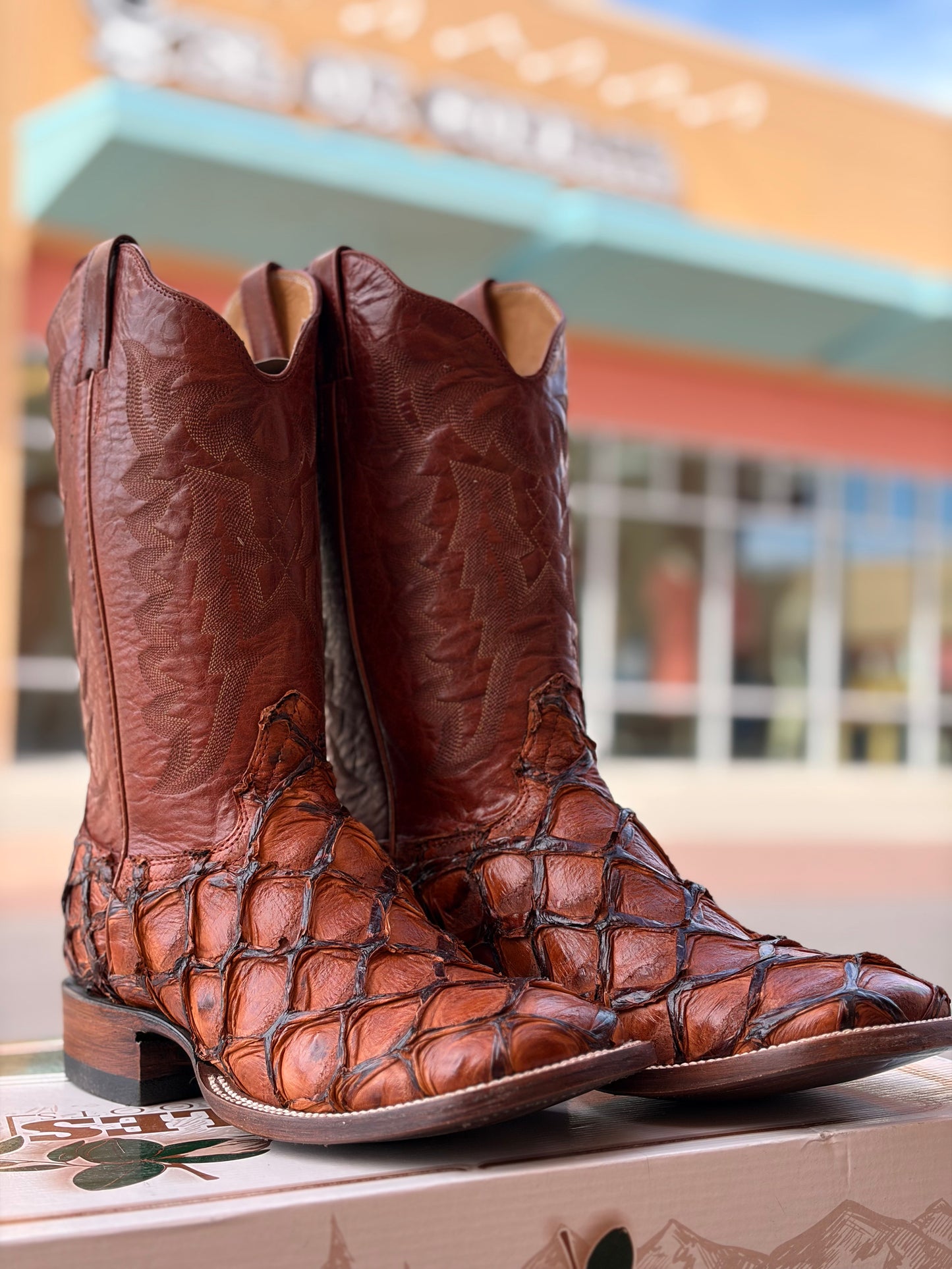 Handcrafted Pirarucu Fish Skin Leather Boots - Cognac