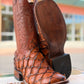 Handcrafted Pirarucu Fish Skin Leather Boots - Cognac