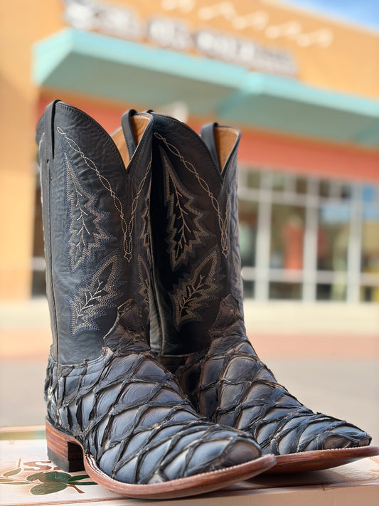 Handcrafted Pirarucu Fish Skin Leather Boots - Blue