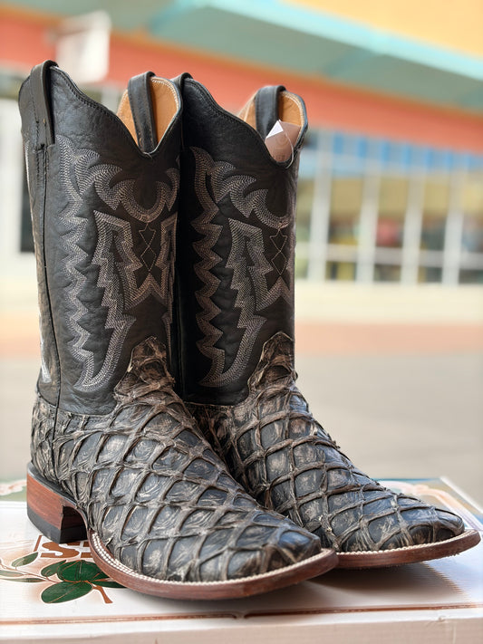 Handcrafted Pirarucu Fish Skin Leather Boots - Grey