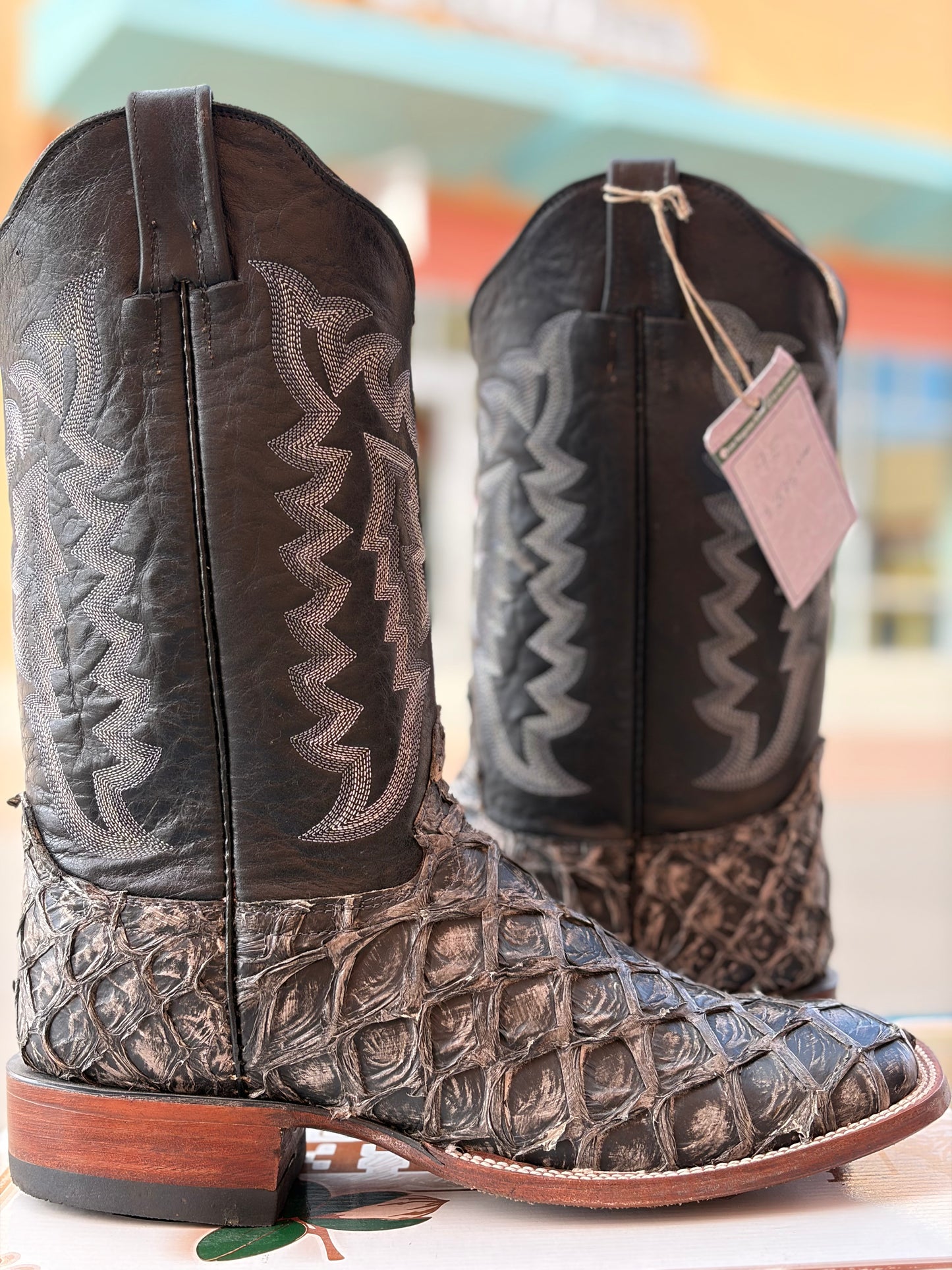 Handcrafted Pirarucu Fish Skin Leather Boots - Grey