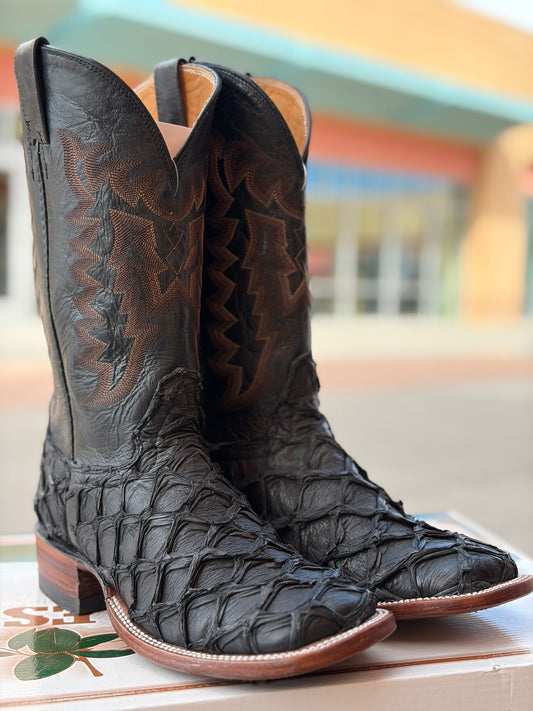 Handcrafted Pirarucu Fish Skin Leather Boots - Black