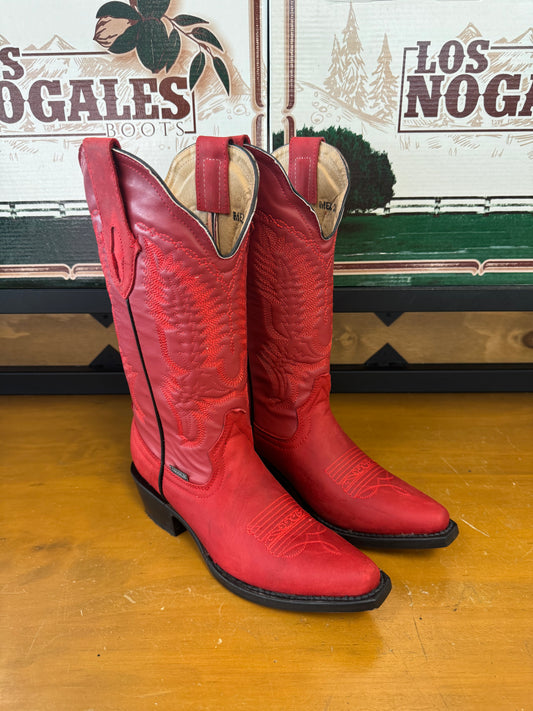 Women's Red Leather Boot (J toe)