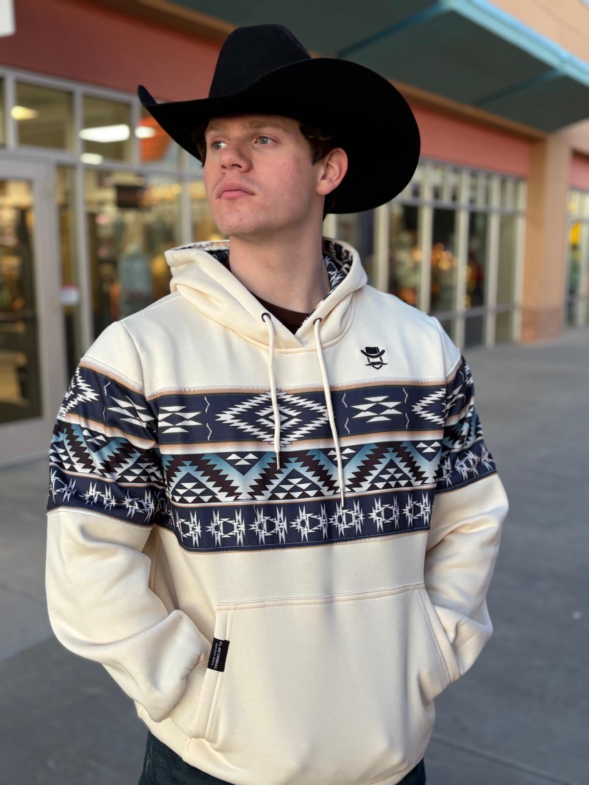 El OK Corral White Aztec Pullover Hoodie