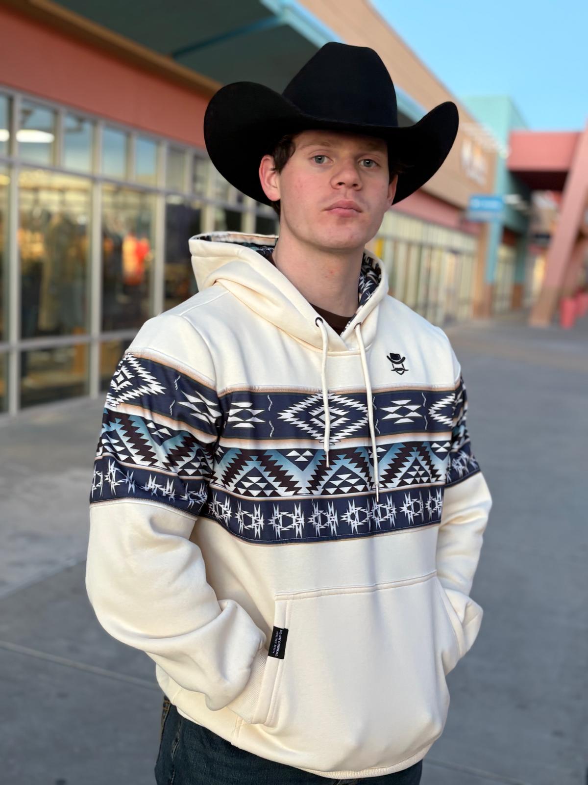 El OK Corral White Aztec Pullover Hoodie