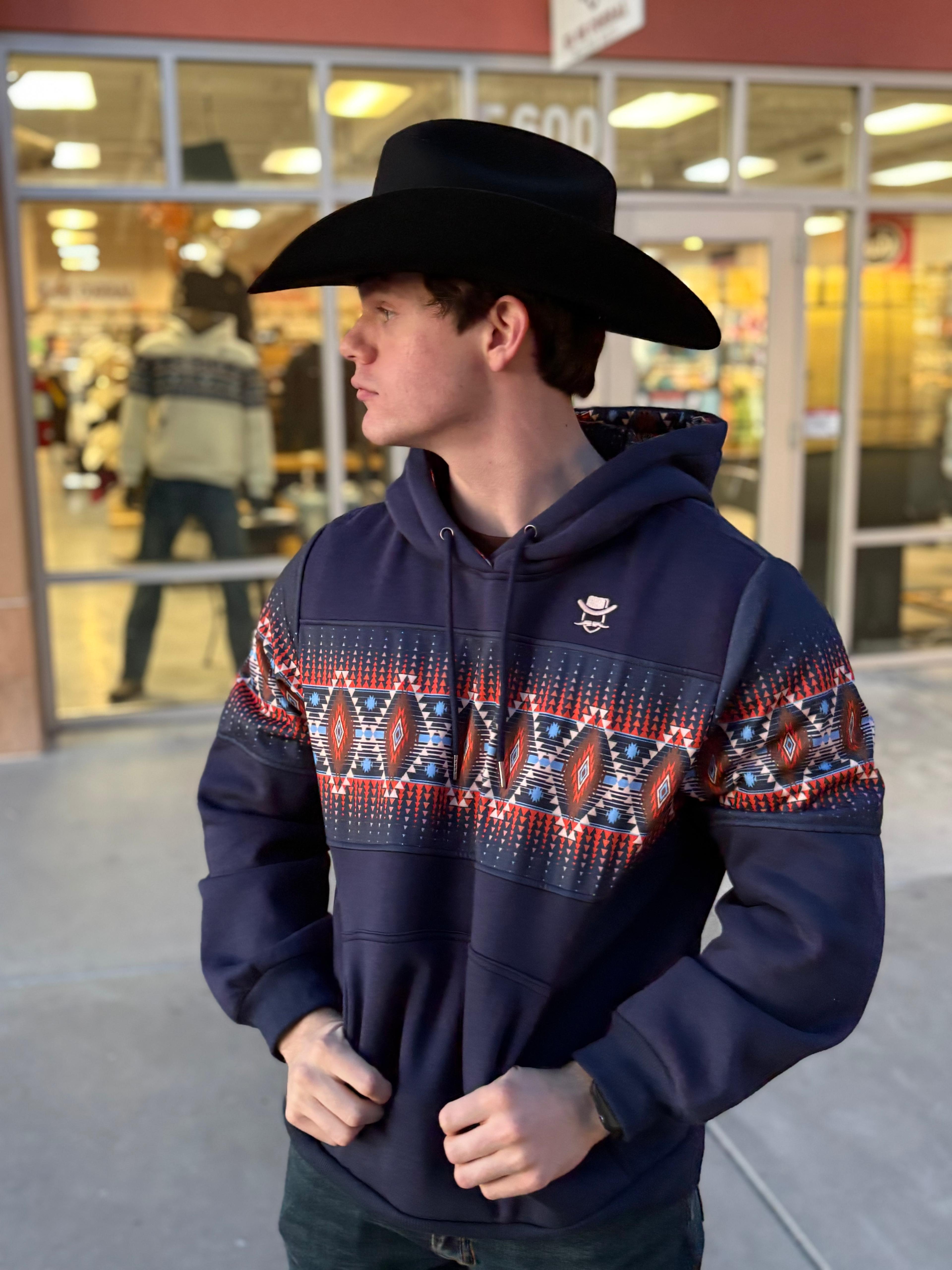 カルトレイク　刺繍パーカー　サイズXL. CVLT LAKE El OK Corral Navy Aztec Pullover Hoodie – El Ok Corral