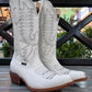 Women's White Leather Boot (J toe)